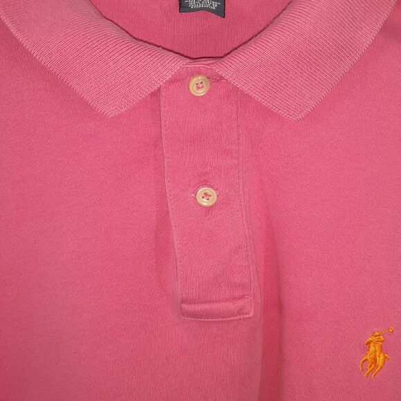 Polo Ralph Lauren Adult Mens L Large Pink Short Sleeve Shirt Orange Pony - Picture 4 of 9